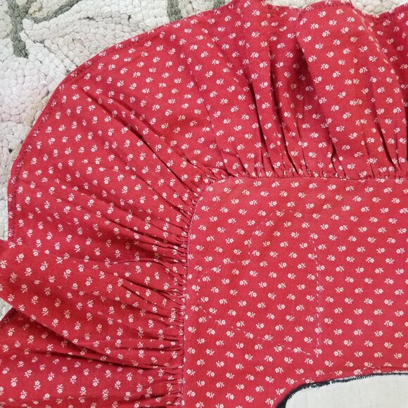 Vintage Cow Pillow Cover Red Calico Cotton - Picture 3 of 11